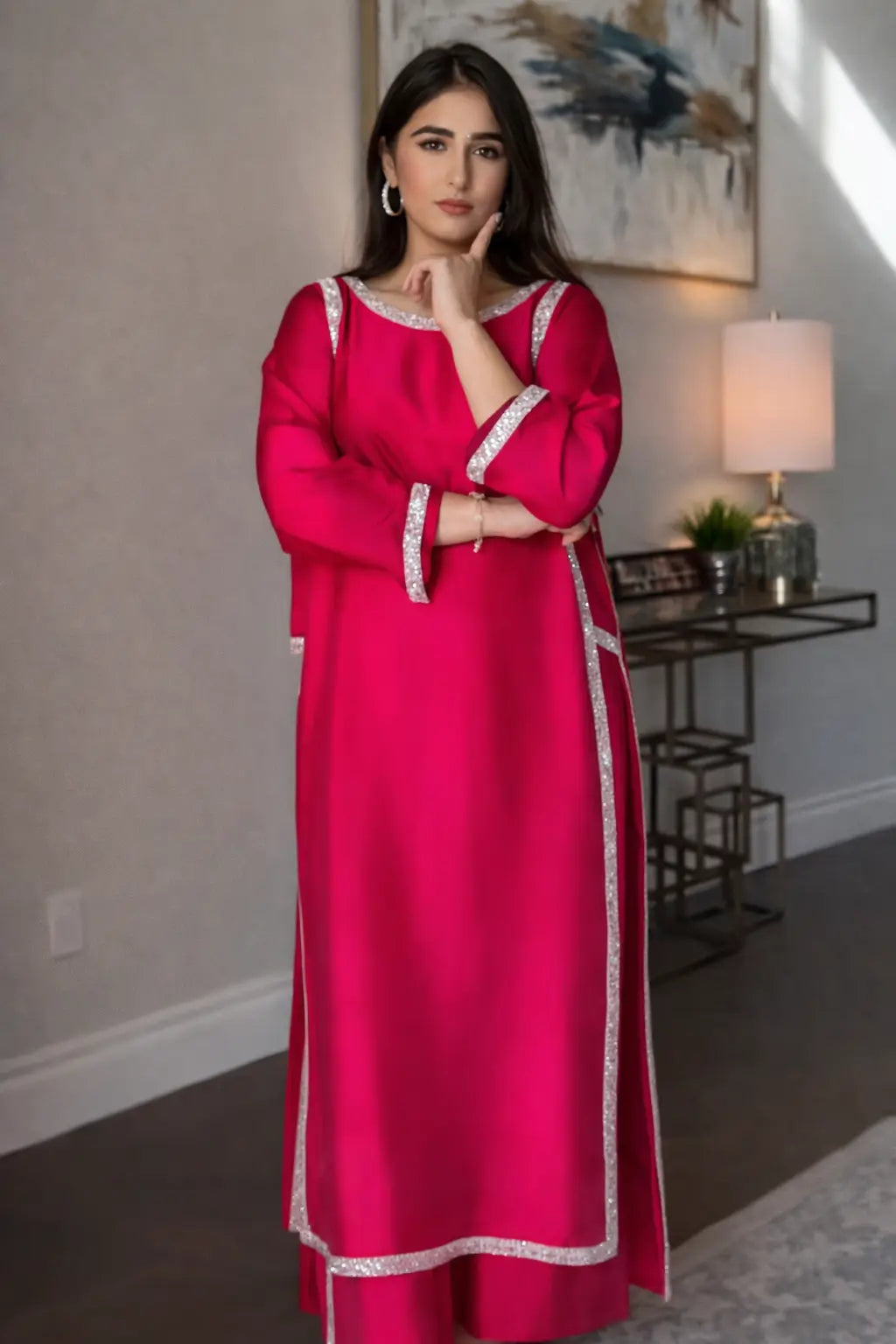 Designer Fendy Silk Plazo Set for Festive and Casual Occasion Wear
