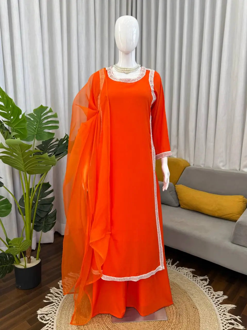 Designer Fendy Silk Plazo Set for Festive and Casual Occasion Wear