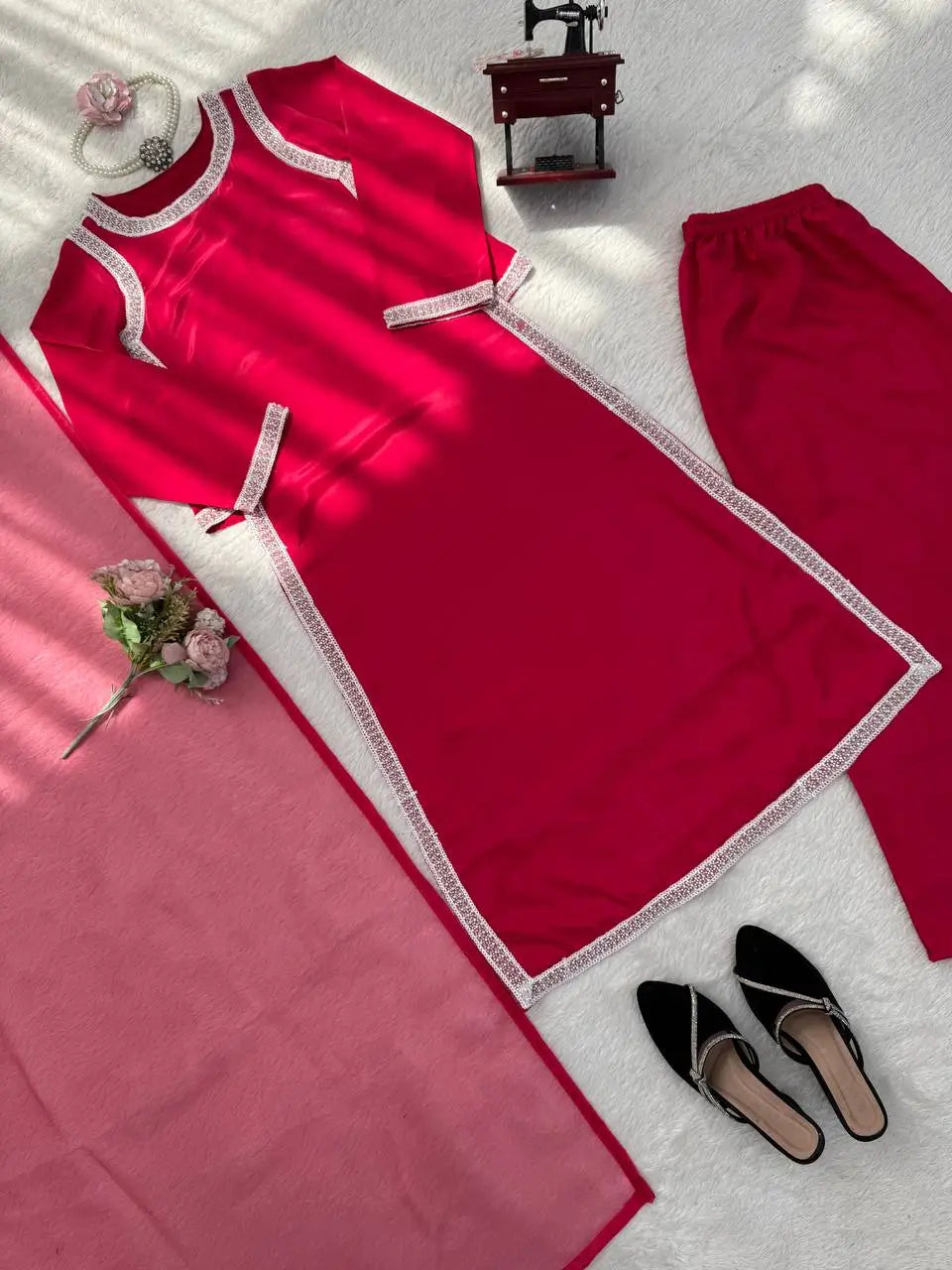 Designer Fendy Silk Plazo Set for Festive and Casual Occasion Wear