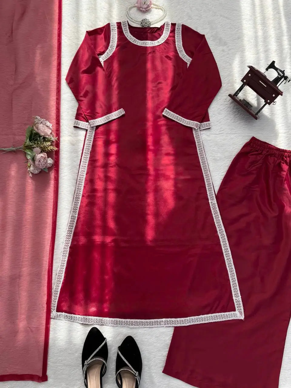Designer Fendy Silk Plazo Set for Festive and Casual Occasion Wear