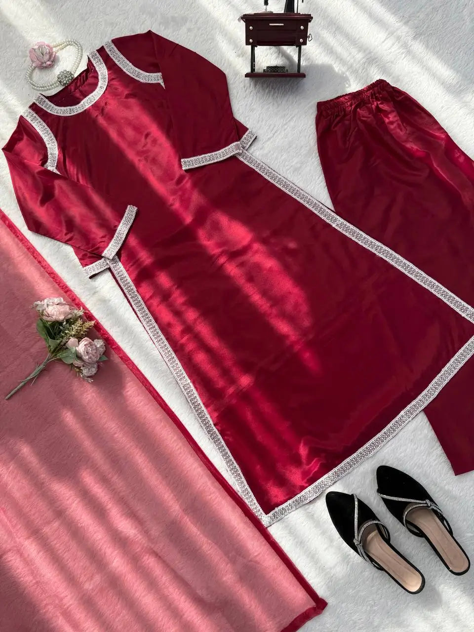 Designer Fendy Silk Plazo Set for Festive and Casual Occasion Wear