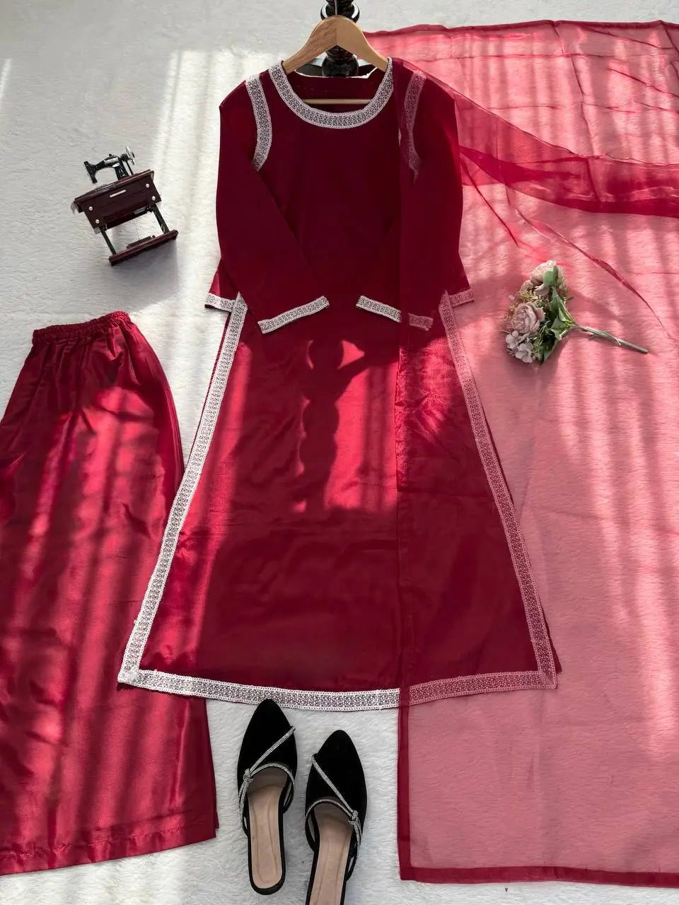 Designer Fendy Silk Plazo Set for Festive and Casual Occasion Wear