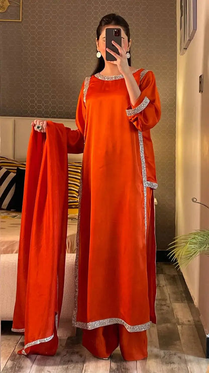 Designer Fendy Silk Plazo Set for Festive and Casual Occasion Wear