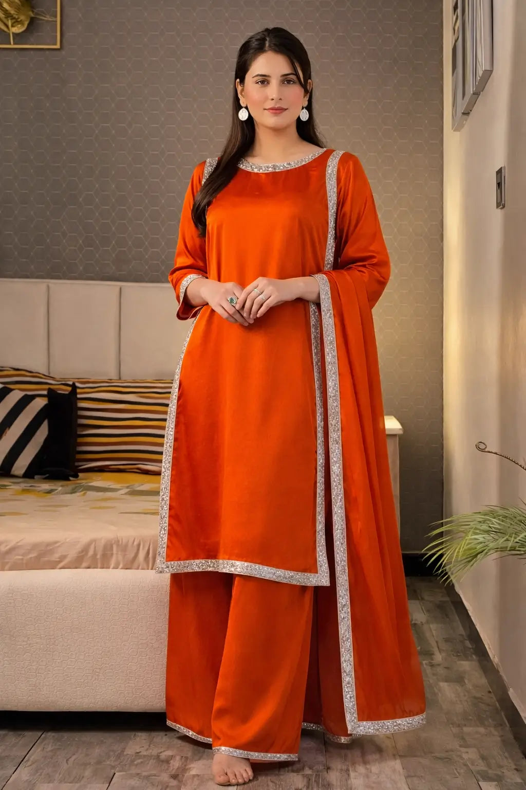 Designer Fendy Silk Plazo Set for Festive and Casual Occasion Wear