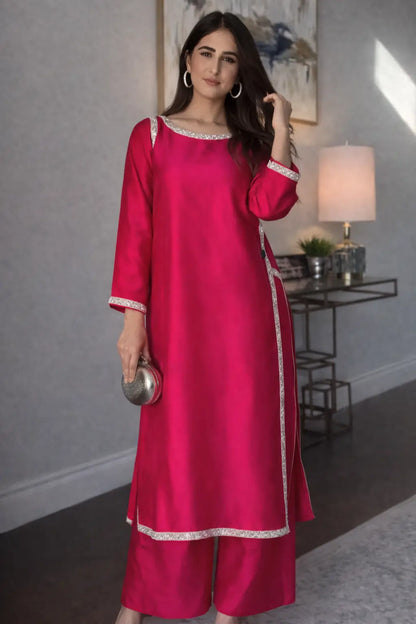 Designer Fendy Silk Plazo Set for Festive and Casual Occasion Wear