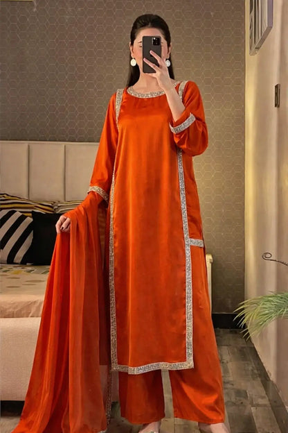 Designer Fendy Silk Plazo Set for Festive and Casual Occasion Wear