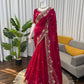 Designer Fendy Silk Saree with Heavy Beads & Sequins Work