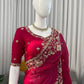 Designer Fendy Silk Saree with Heavy Beads & Sequins Work