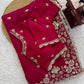 Designer Fendy Silk Saree with Heavy Beads & Sequins Work