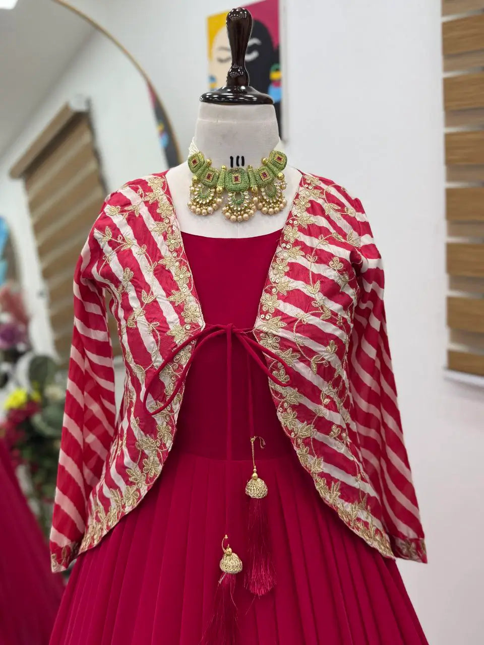Designer Fox Blooming Georgette Gown with Embroidered Jacket | Party & Wedding Wear