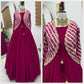 Designer Fox Blooming Georgette Gown with Embroidered Jacket | Party & Wedding Wear