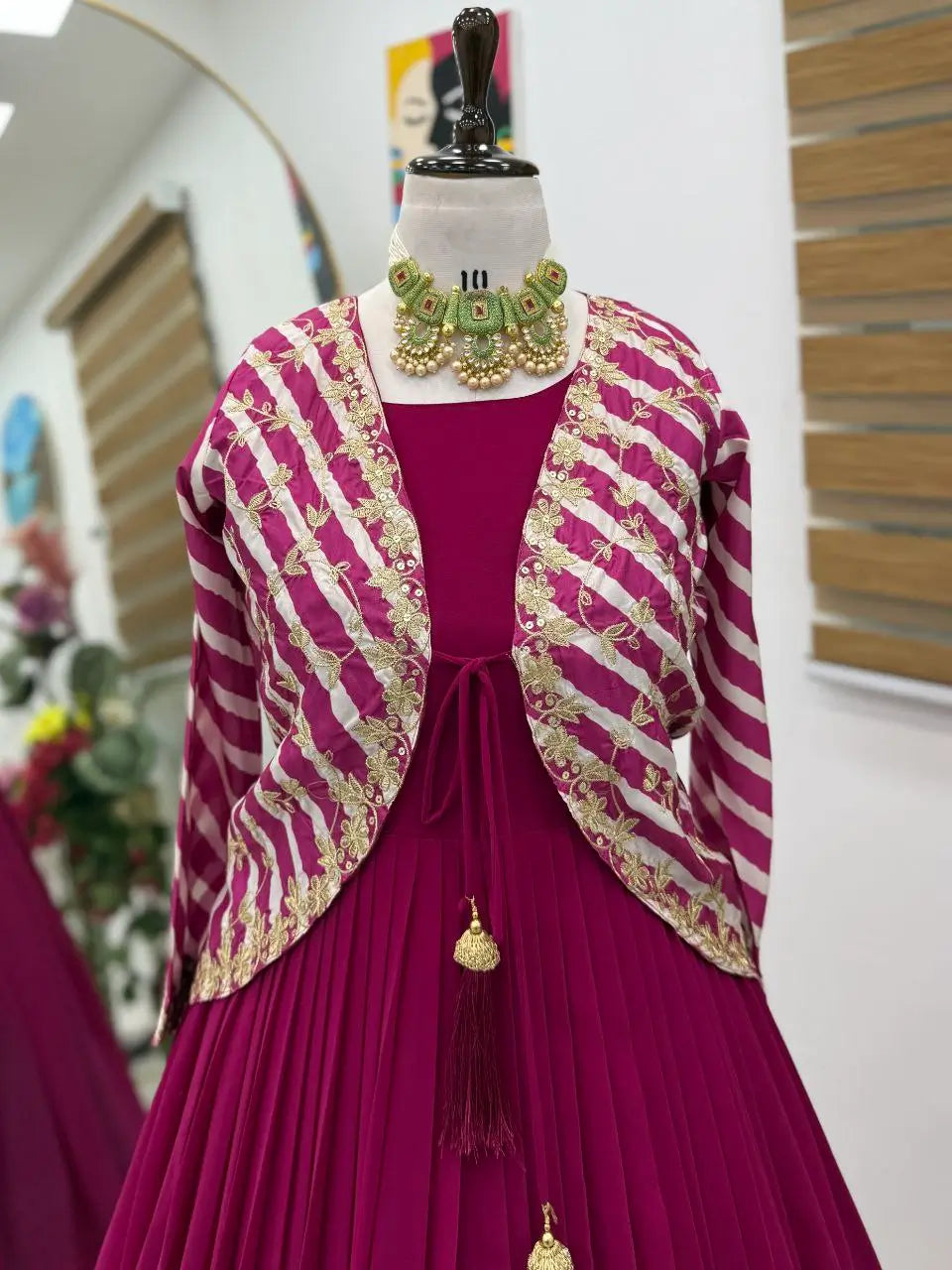 Designer Fox Blooming Georgette Gown with Embroidered Jacket | Party & Wedding Wear
