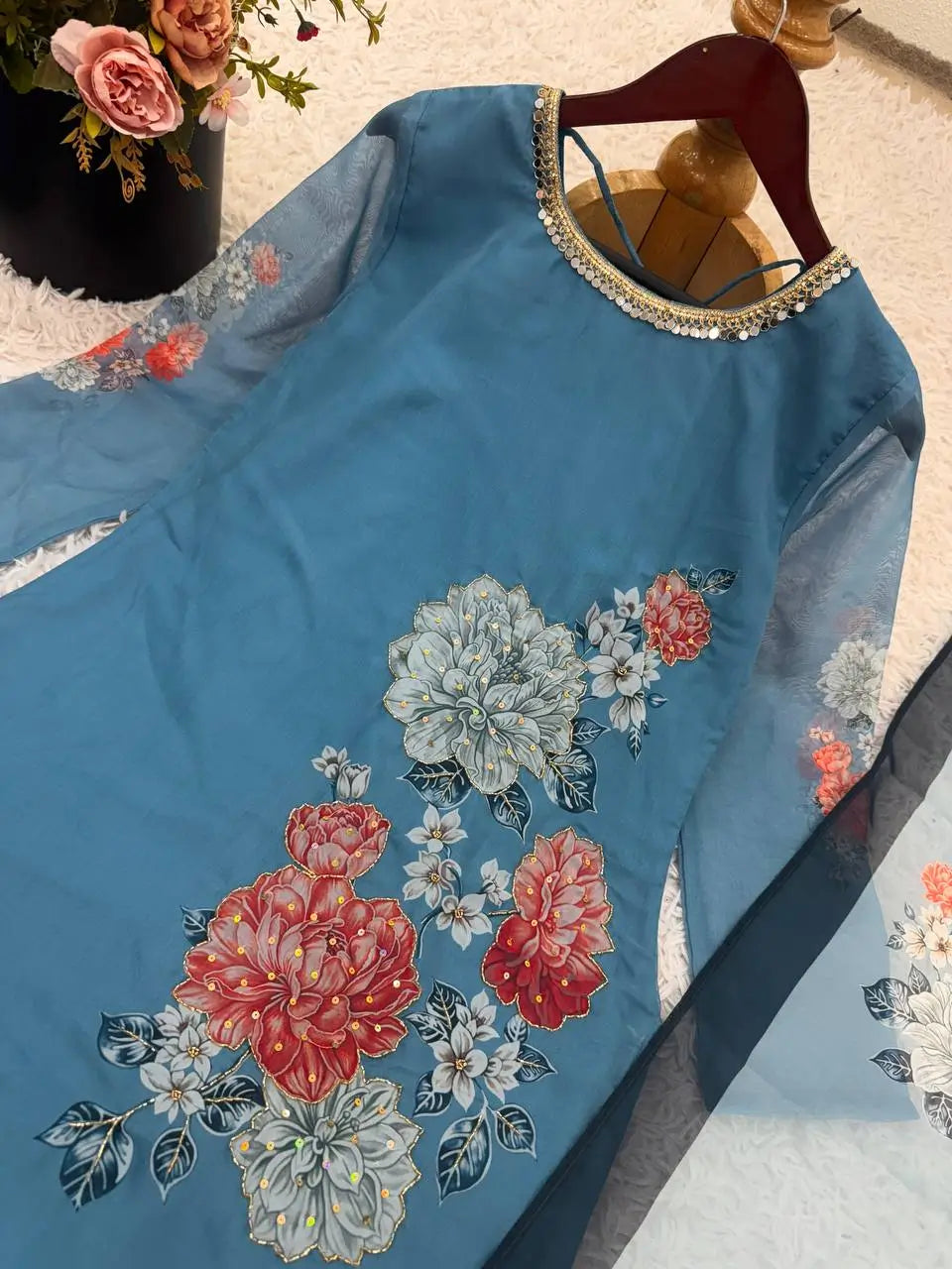 Designer Fox Georgette Digital Print Sharara Suit Set