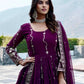 Designer Fox Georgette Embroidered Gown Set for Festive and Wedding Wear