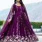Designer Fox Georgette Embroidered Gown Set for Festive and Wedding Wear