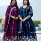Designer Fox Georgette Embroidered Gown Set for Festive and Wedding Wear