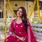 Designer Fox Georgette Embroidered Gown Set for Festive and Wedding Wear
