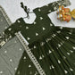 Designer Fox Georgette Embroidered Gown Set for Festive and Wedding Wear