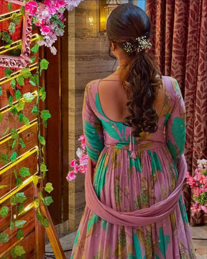 Designer Fox Georgette Embroidered Gown with Dupatta | Fully Stitched Anarkali Style