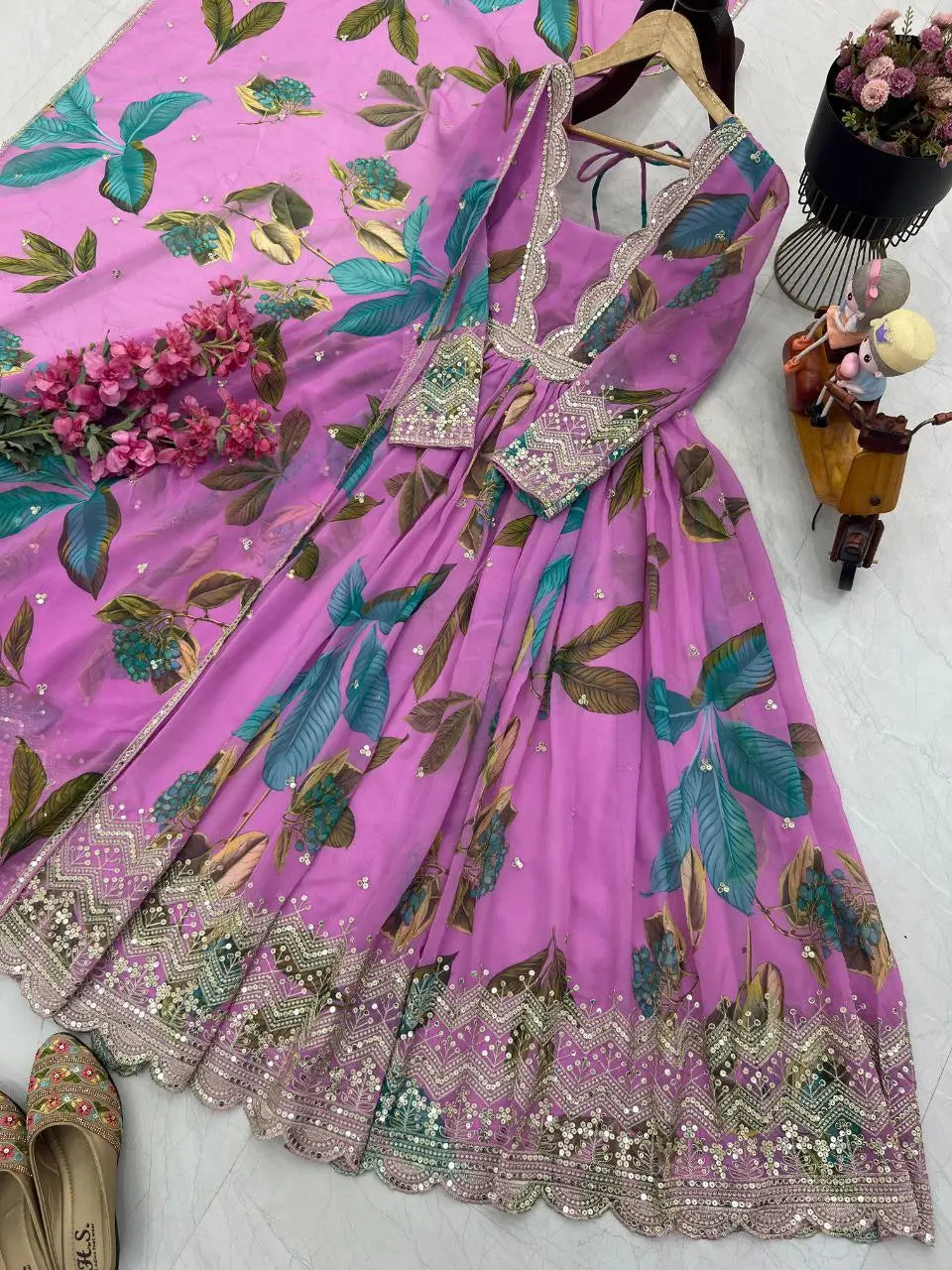 Designer Fox Georgette Embroidered Gown with Dupatta | Fully Stitched Anarkali Style