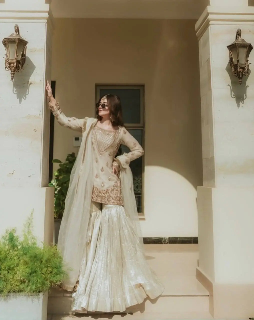Designer Fox Georgette Embroidered Sharara Suit with Dupatta