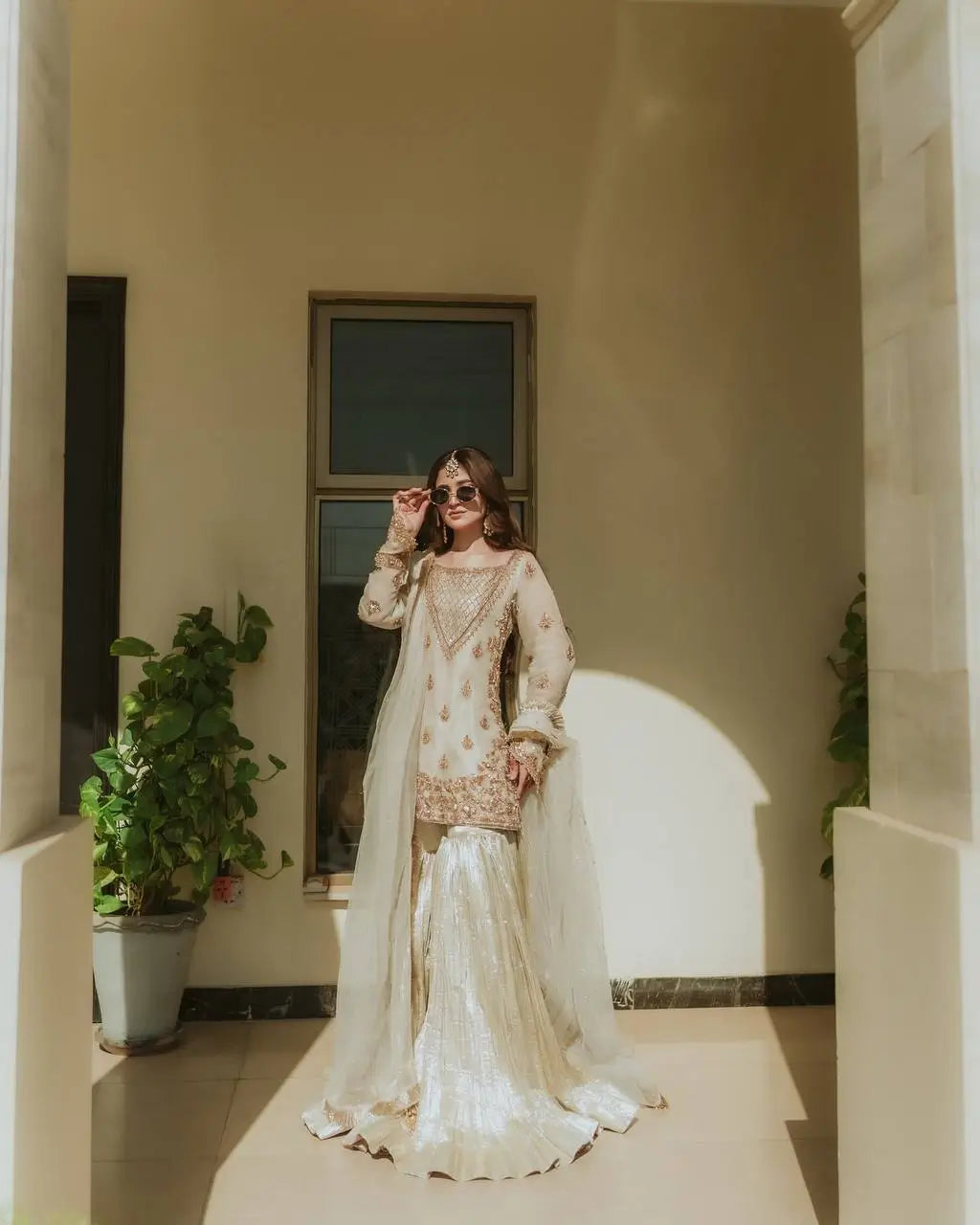 Designer Fox Georgette Embroidered Sharara Suit with Dupatta