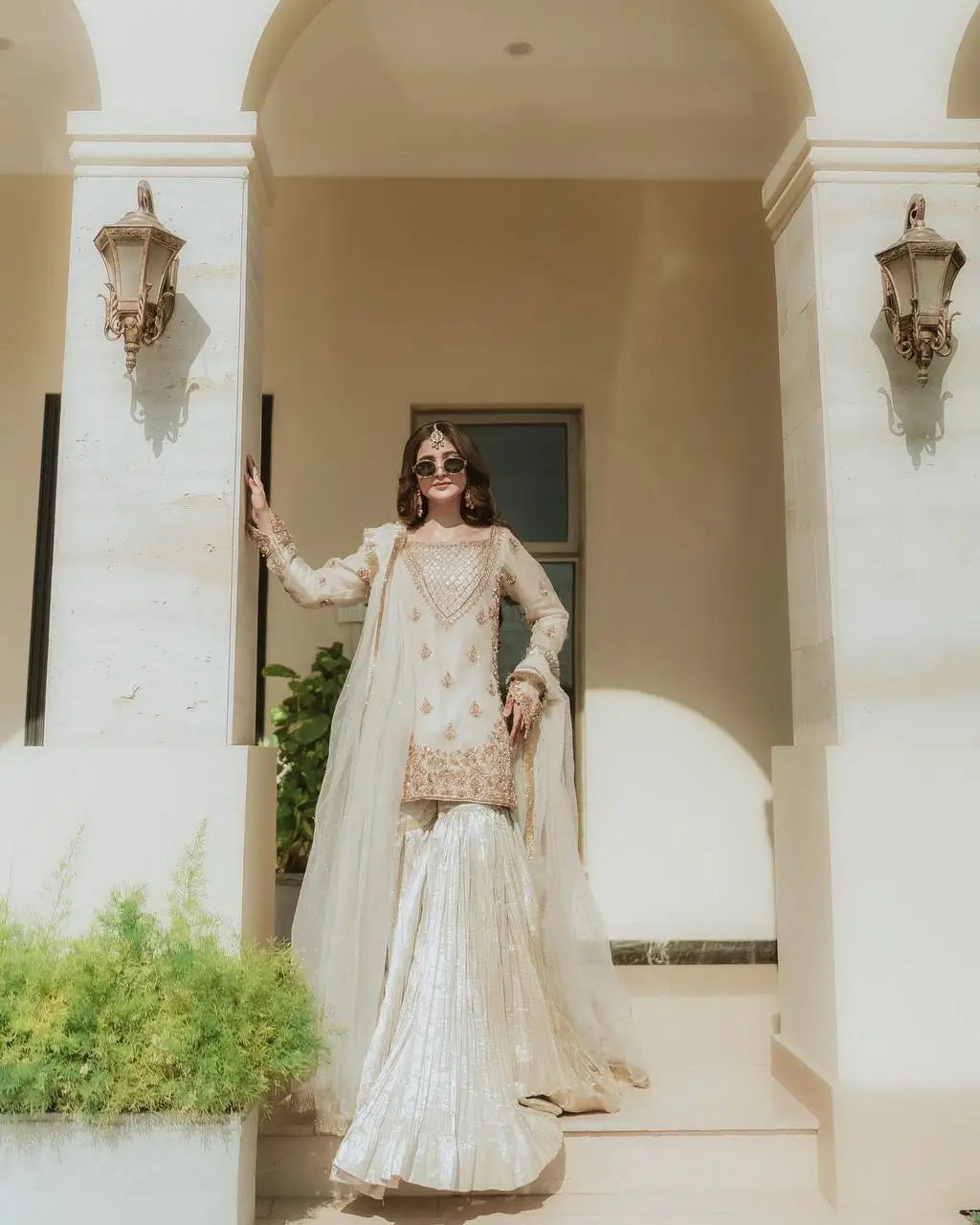 Designer Fox Georgette Embroidered Sharara Suit with Dupatta