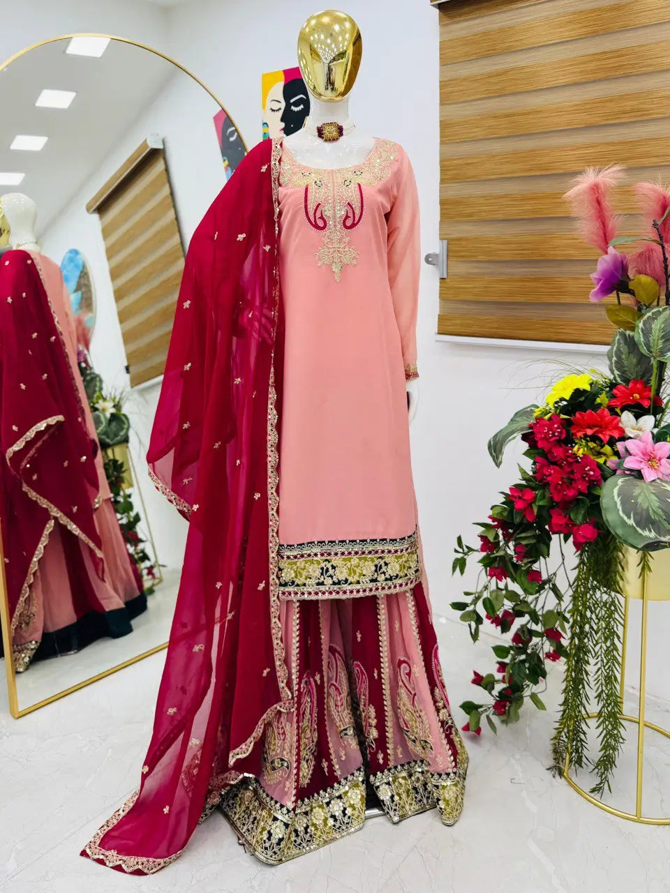Designer Fox Georgette Palazzo Suit with Embroidered Dupatta | Fully Stitched