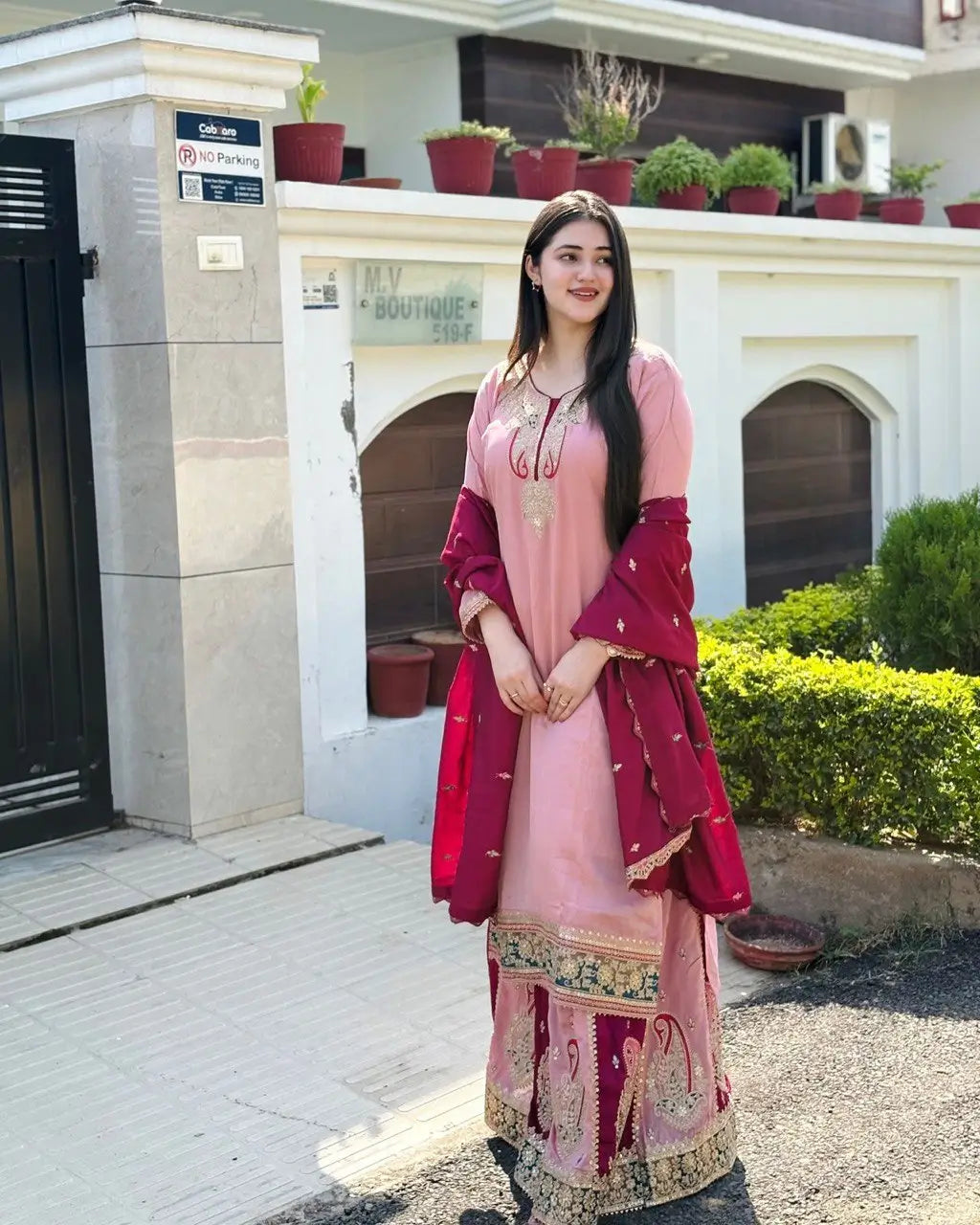 Designer Fox Georgette Palazzo Suit with Embroidered Dupatta | Fully Stitched