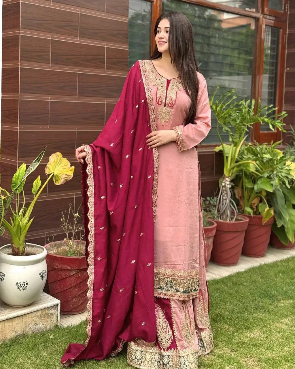 Designer Fox Georgette Palazzo Suit with Embroidered Dupatta | Fully Stitched
