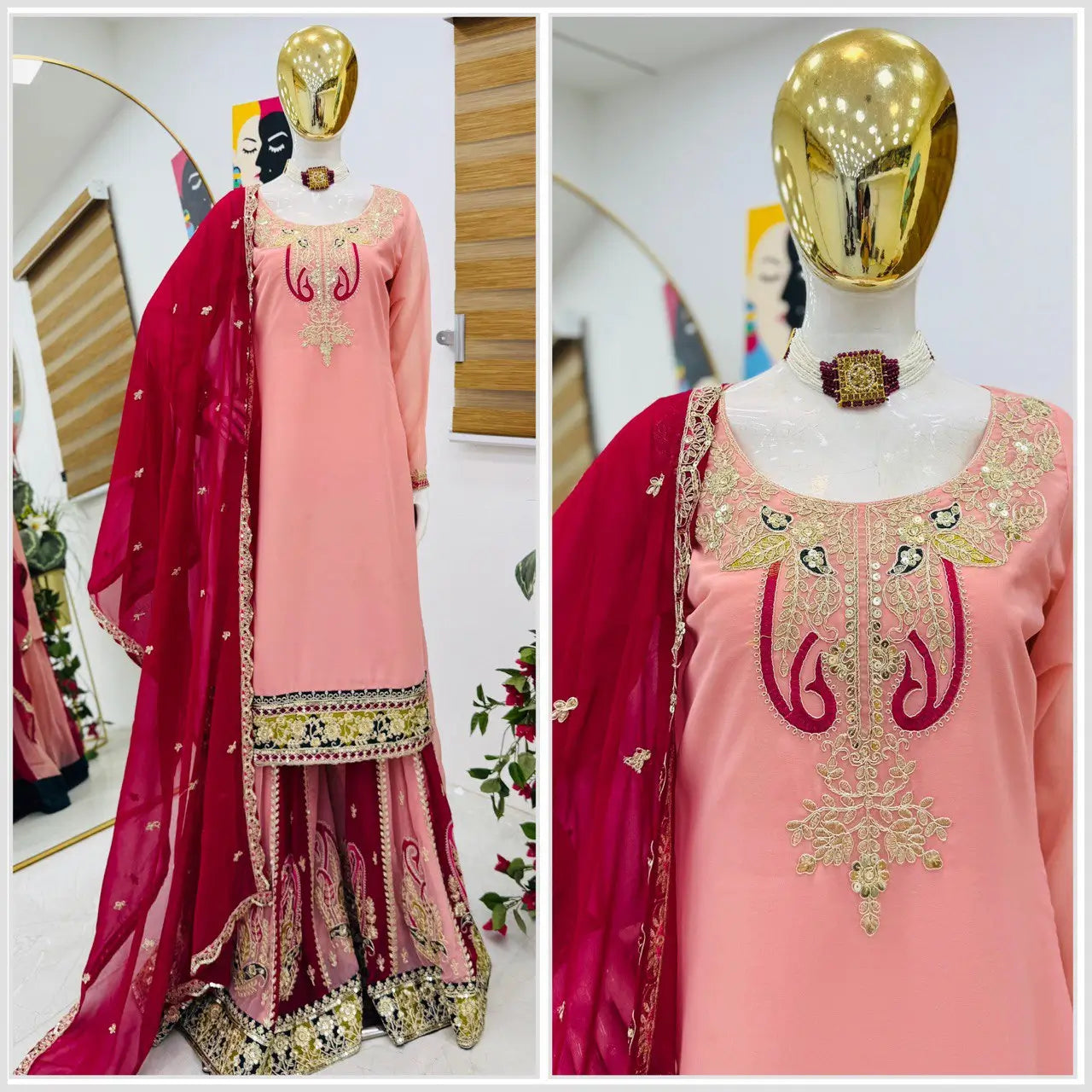 Designer Fox Georgette Palazzo Suit with Embroidered Dupatta | Fully Stitched