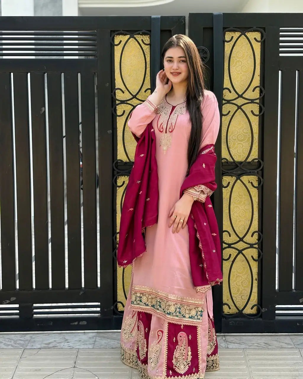 Designer Fox Georgette Palazzo Suit with Embroidered Dupatta | Fully Stitched