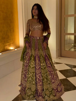 Designer Georgette Embroidered Sequins Lehenga Set