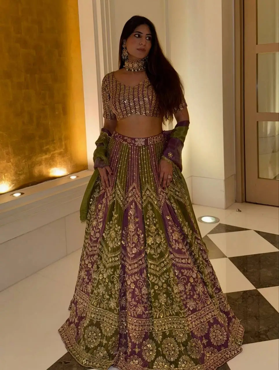 Designer Georgette Embroidered Sequins Lehenga Set