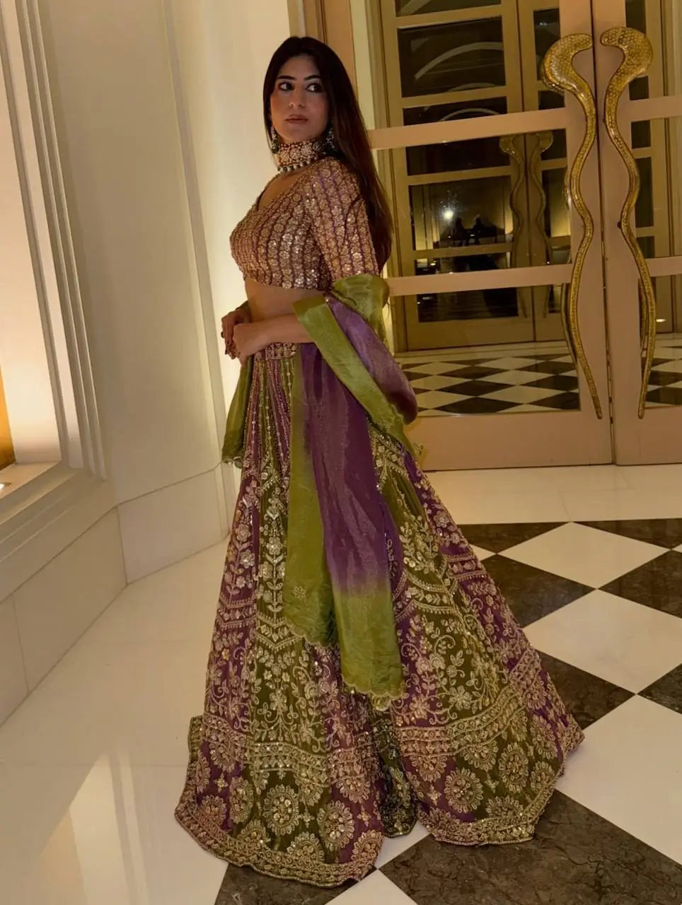 Designer Georgette Embroidered Sequins Lehenga Set