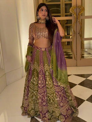 Designer Georgette Embroidered Sequins Lehenga Set