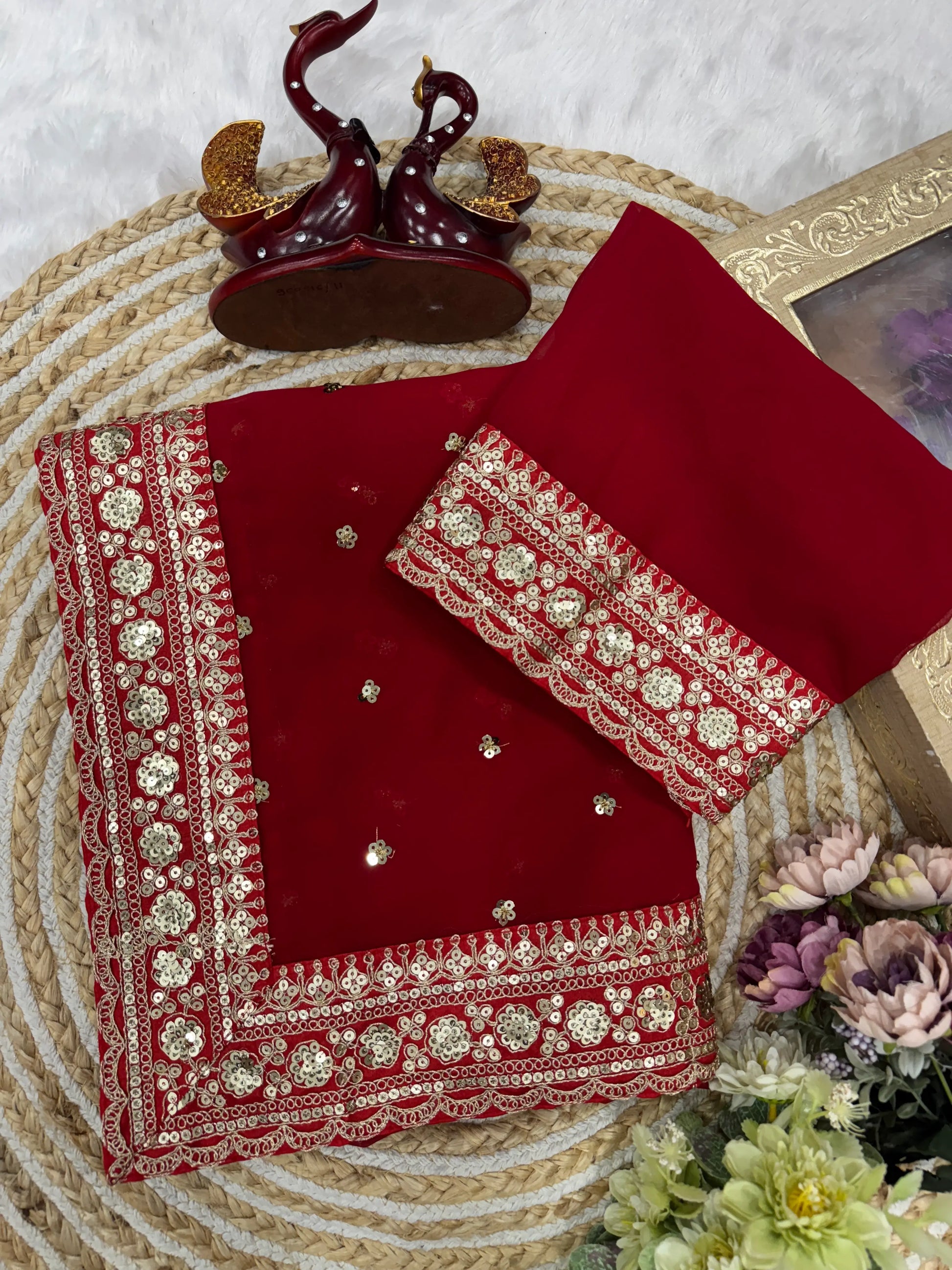 Designer Georgette Saree with Embroidered Blouse