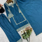 Designer German Chiffon Embroidered Palazzo Suit Set