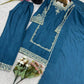 Designer German Chiffon Embroidered Palazzo Suit Set