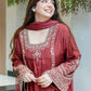 Designer German Chiffon Embroidered Palazzo Suit Set