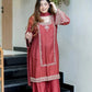 Designer German Chiffon Embroidered Palazzo Suit Set
