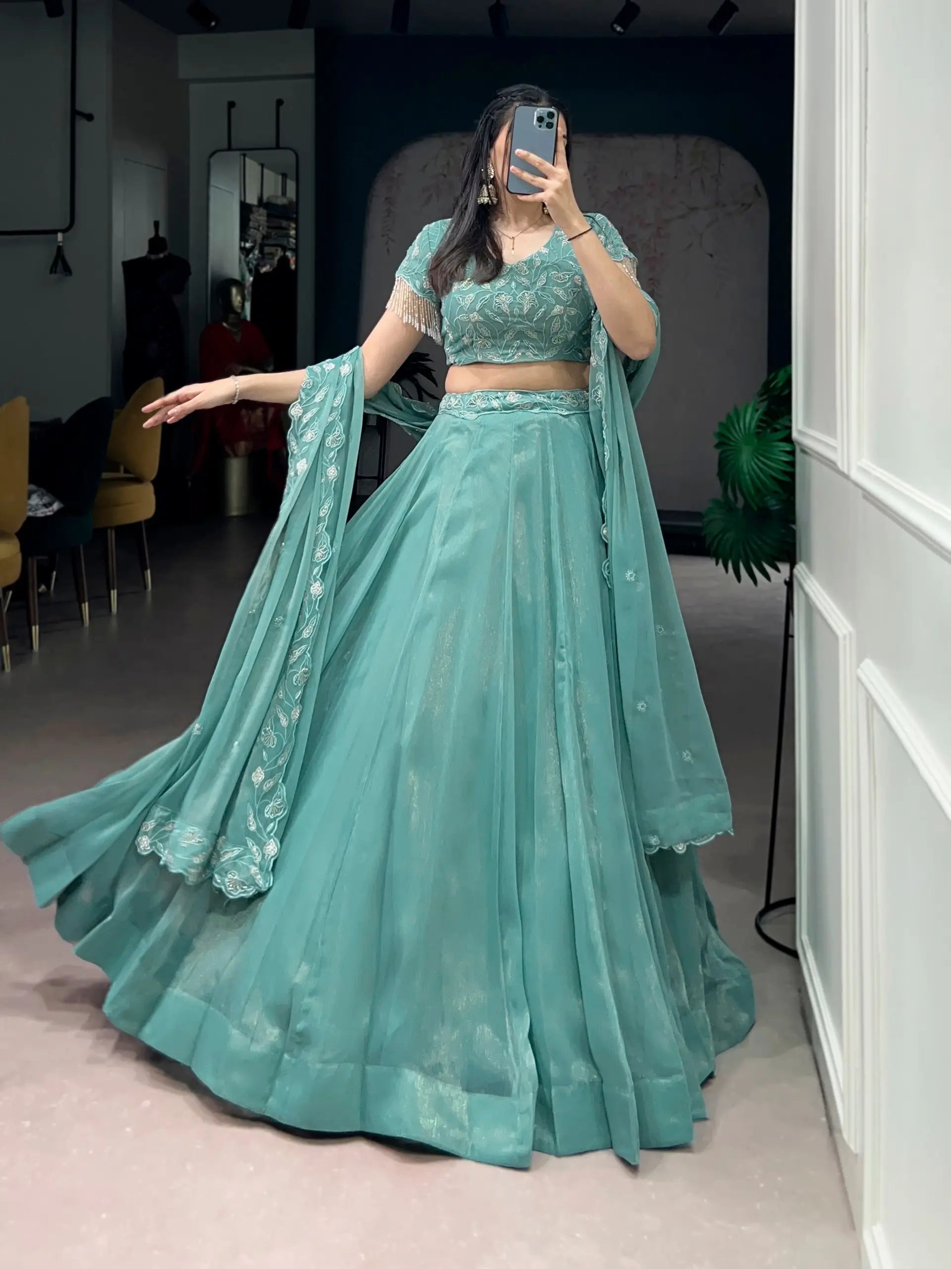 Designer Gold Coin Embroidered Lehenga Set for Wedding and Festive Wear