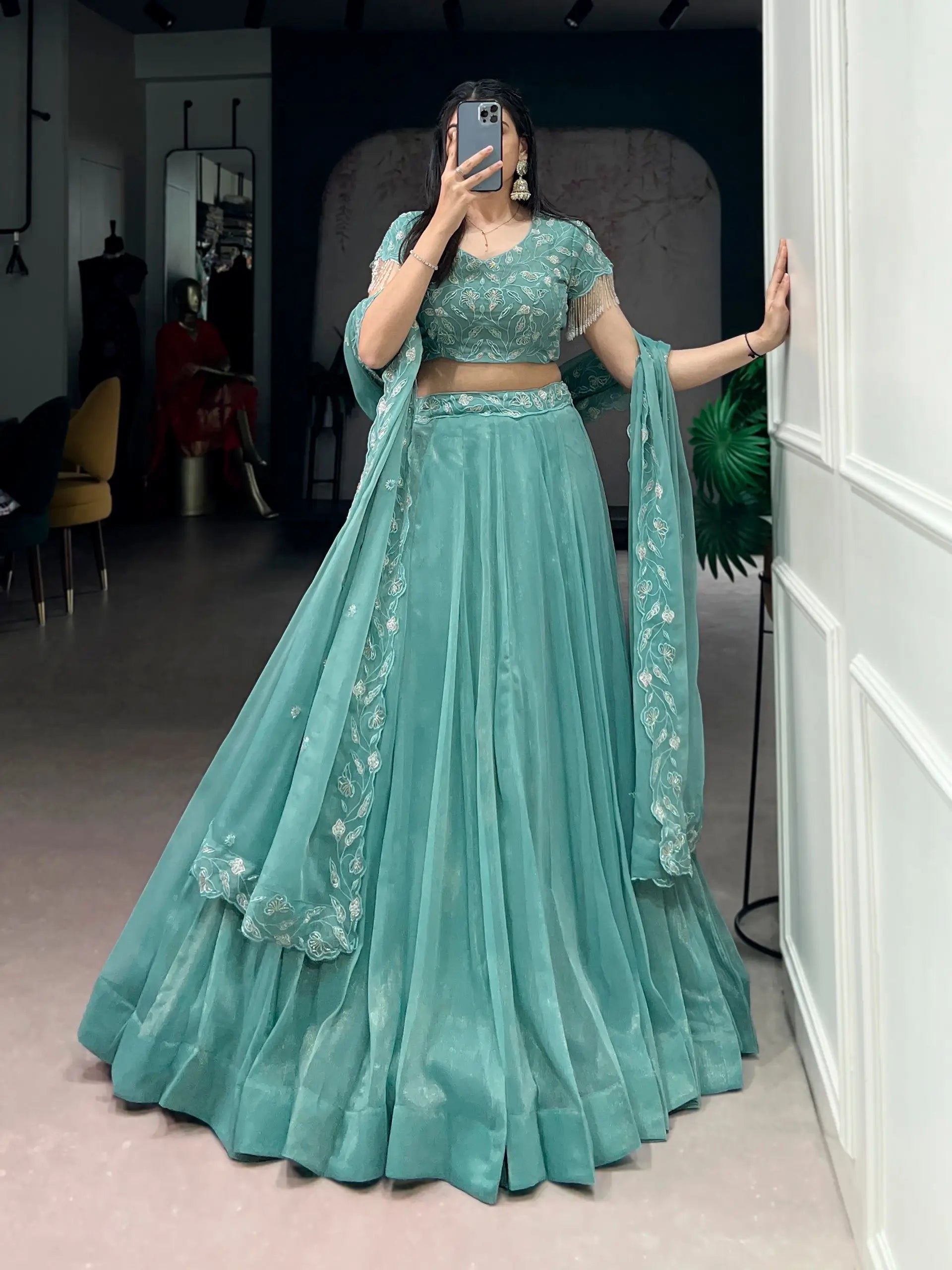Designer Gold Coin Embroidered Lehenga Set for Wedding and Festive Wear