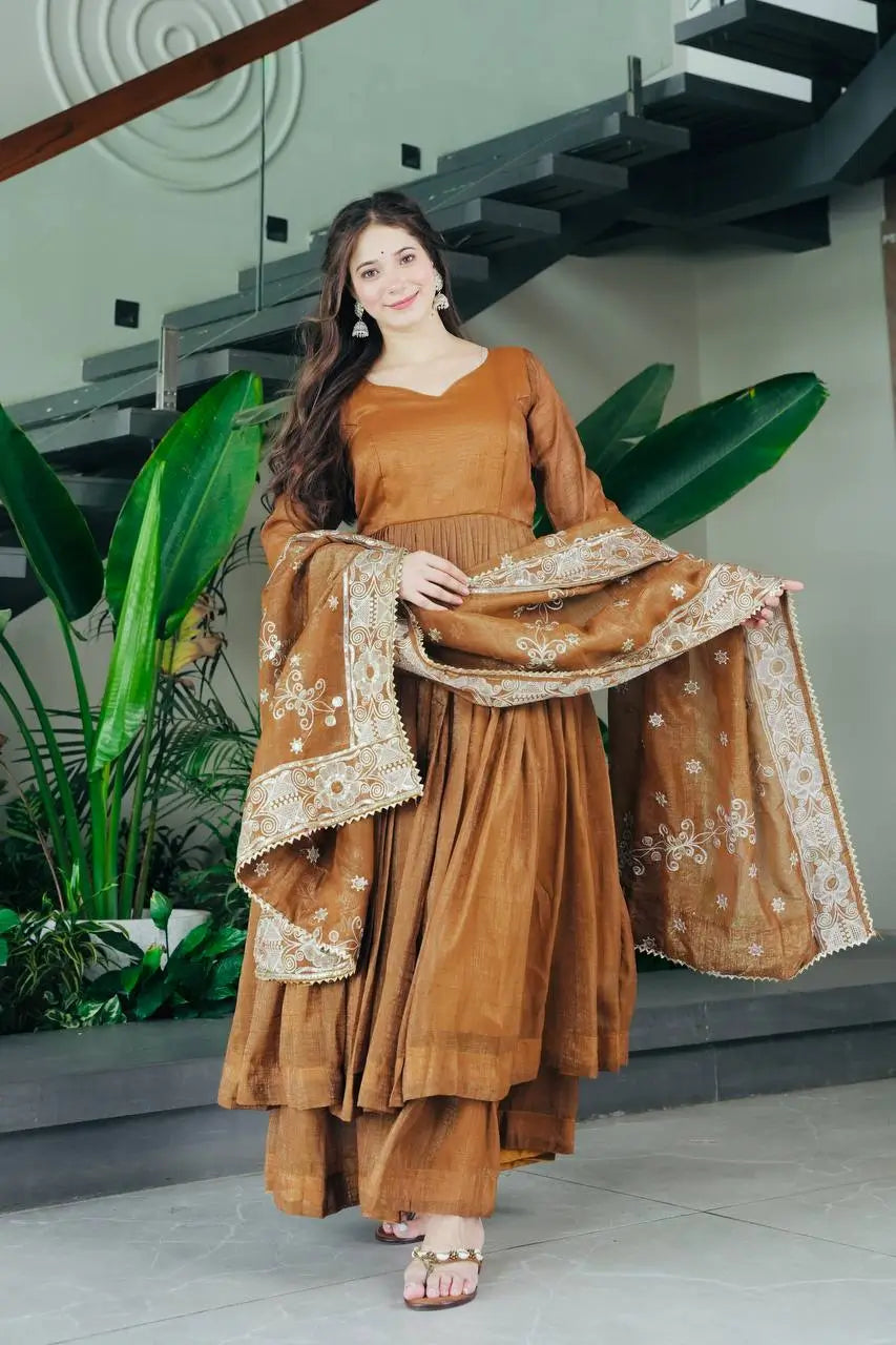 Designer Gold Crazy Embroidered Sharara Set with Dupatta | Fully Stitched