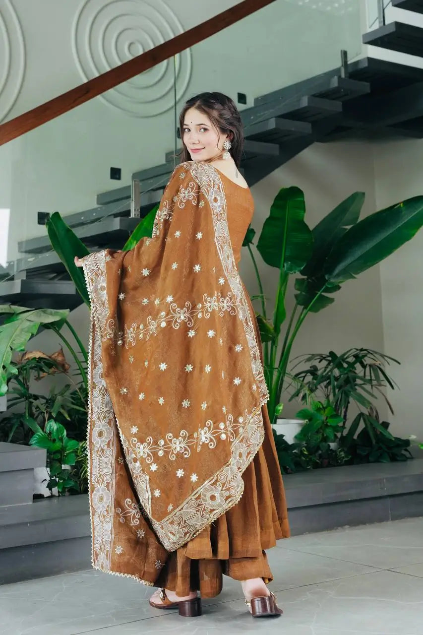 Designer Gold Crazy Embroidered Sharara Set with Dupatta | Fully Stitched