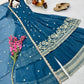 Designer Gold Crazy Fabric Anarkali with Embroidery Sequins Work | Sharara & Dupatta Set | Fully Stitched