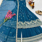Designer Gold Crazy Fabric Anarkali with Embroidery Sequins Work | Sharara & Dupatta Set | Fully Stitched
