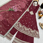 Designer Gold Crazy Fabric Anarkali with Embroidery Sequins Work | Sharara & Dupatta Set | Fully Stitched