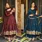 Designer Gold Crazy Fabric Anarkali with Embroidery Sequins Work | Sharara & Dupatta Set | Fully Stitched