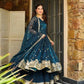 Designer Gold Crazy Fabric Anarkali with Embroidery Sequins Work | Sharara & Dupatta Set | Fully Stitched